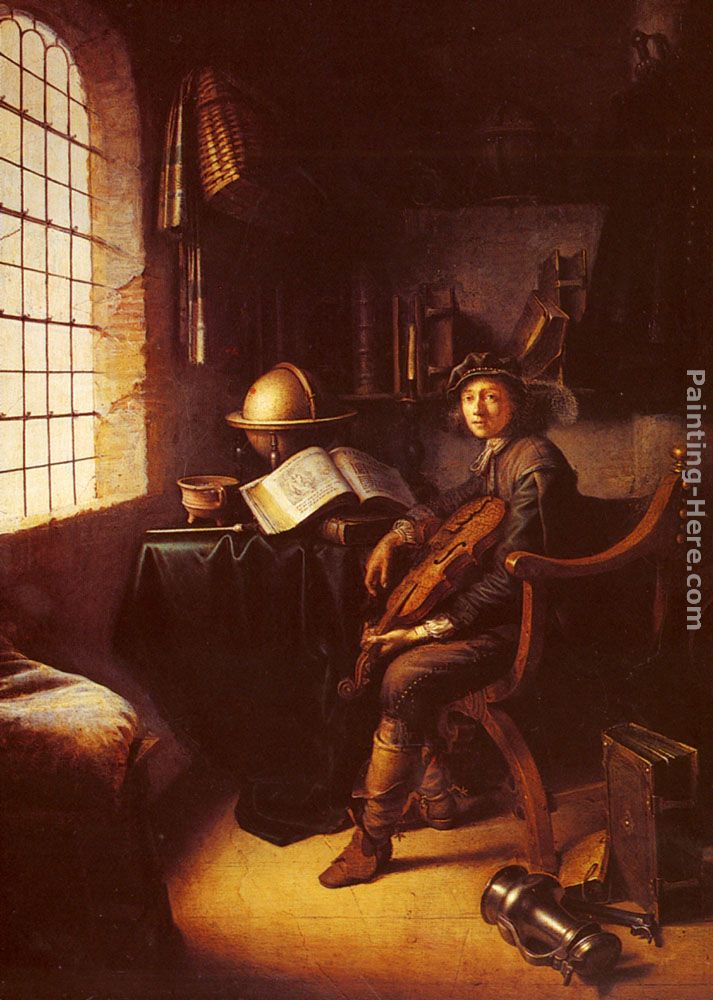 Gerrit Dou An Interior with a Young Violinist 1637